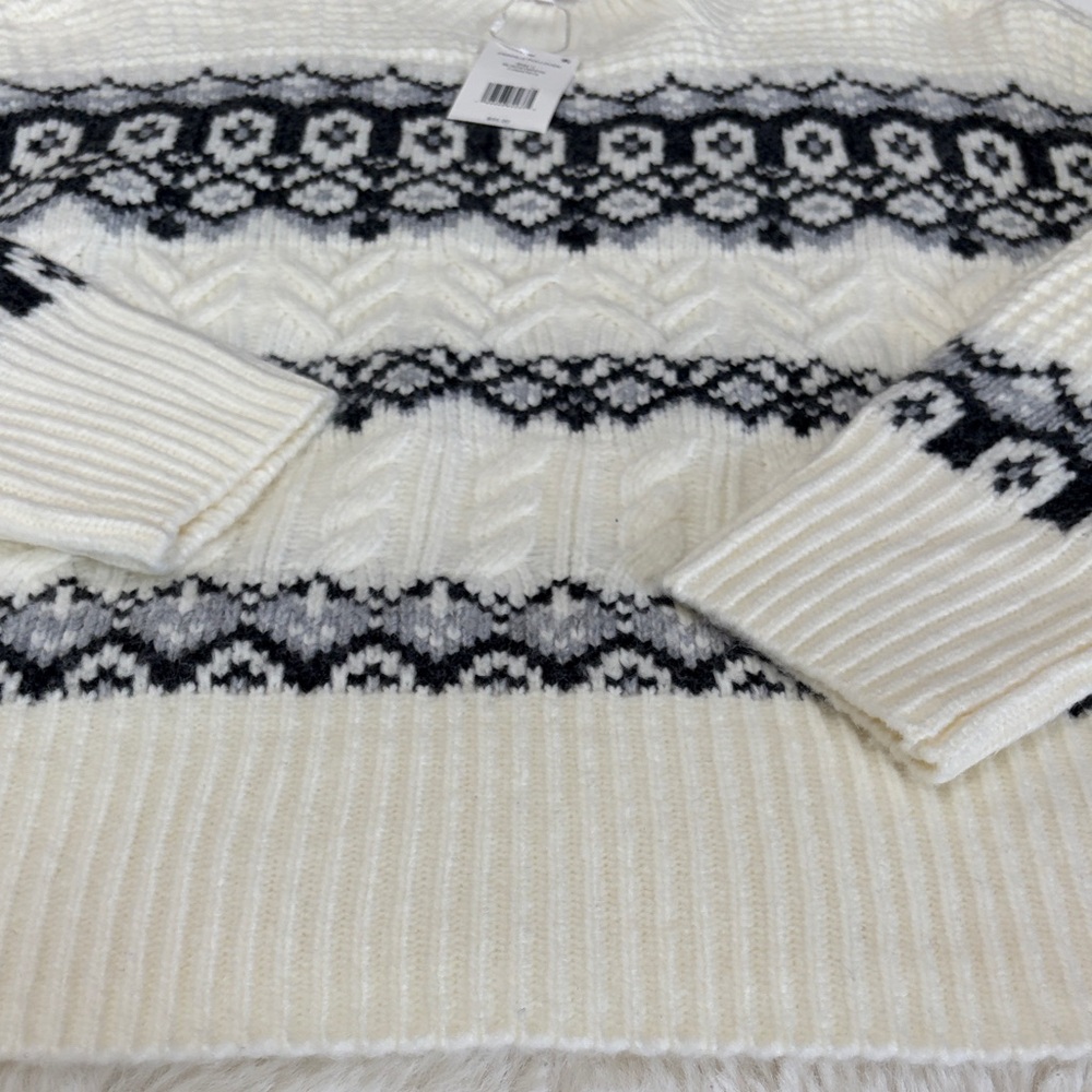 Adyson Parker Black and white Fair Isle Cable Knit Sweater,Size L. - Picture 17 of 17